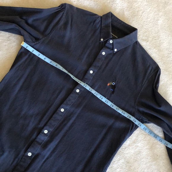 Barney Cools navy blue Flanel shirt with Toucan logo - Picture 6 of 11